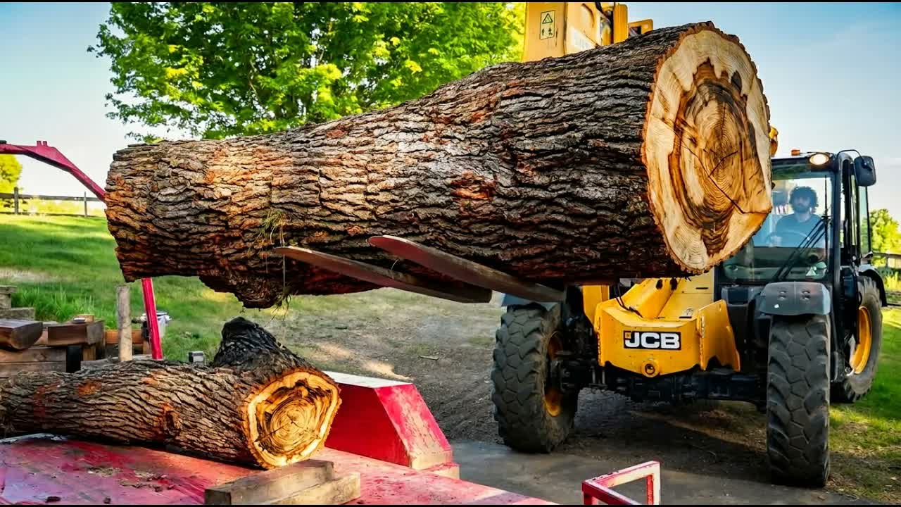 Video thumbnail for Matthew Cremona: Sawmilling White Oak Logs into Slabs with a Slabmaster Sawmill