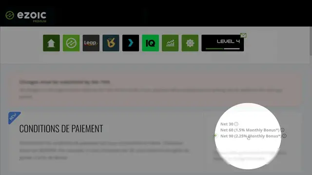 Video thumbnail for Activation en 1 Clic: Gagnez 2,25% de Plus avec les Conditions de Paiement de site Web d'Ezoic!