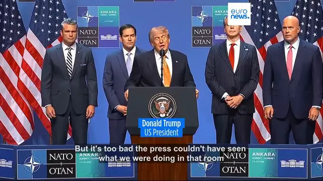 Video thumbnail for Trump tempers fury with allies and ends 'tremendously successful' NATO summit on high note