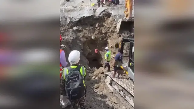 Video thumbnail for Nepal: Crews Blast Through Mud And Rock To Reach Trapped Workers In Nepal Tunnel.