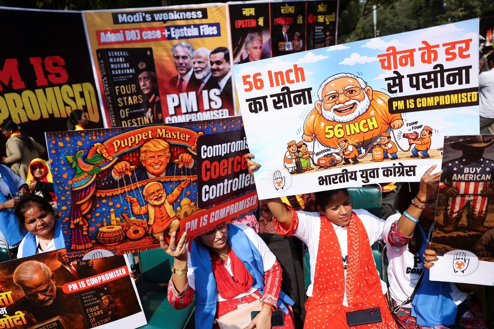 Video thumbnail for Protests erupt in New Delhi over Indian PM’s name in Epstein files