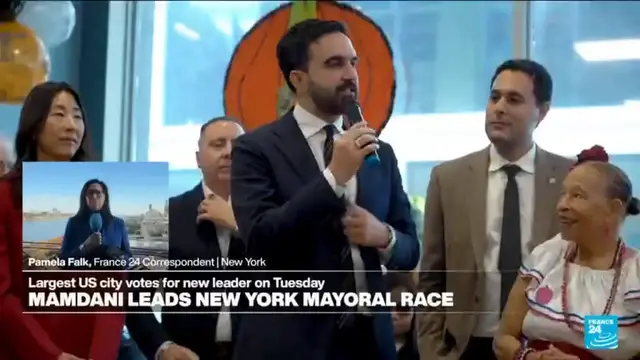 'Video thumbnail for USA: Poll shows Zohran Mamdani's lead in NYC mayoral race narrowing'