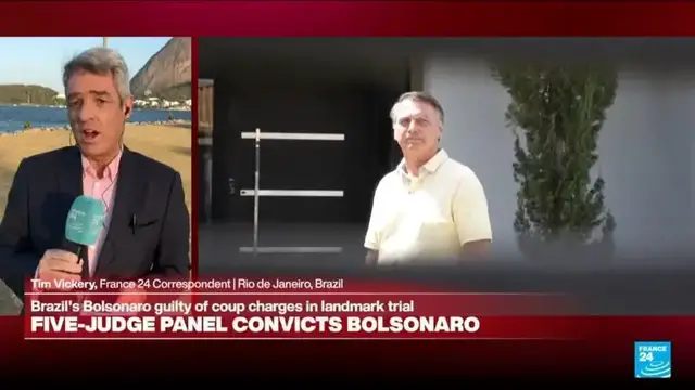 'Video thumbnail for Majority on Brazil's Supreme Court votes to convict Bolsonaro in coup trial'