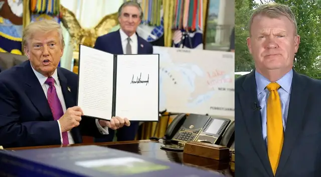 Video thumbnail for Trump renames Lake Ontario as Lake America amid Canada trade war