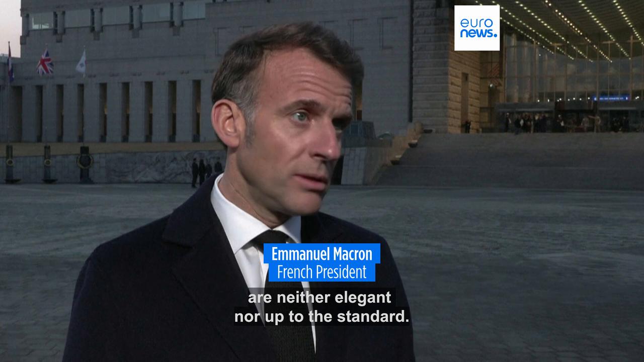 Video thumbnail for Trump undermining NATO by creating doubt about US commitment, Macron says