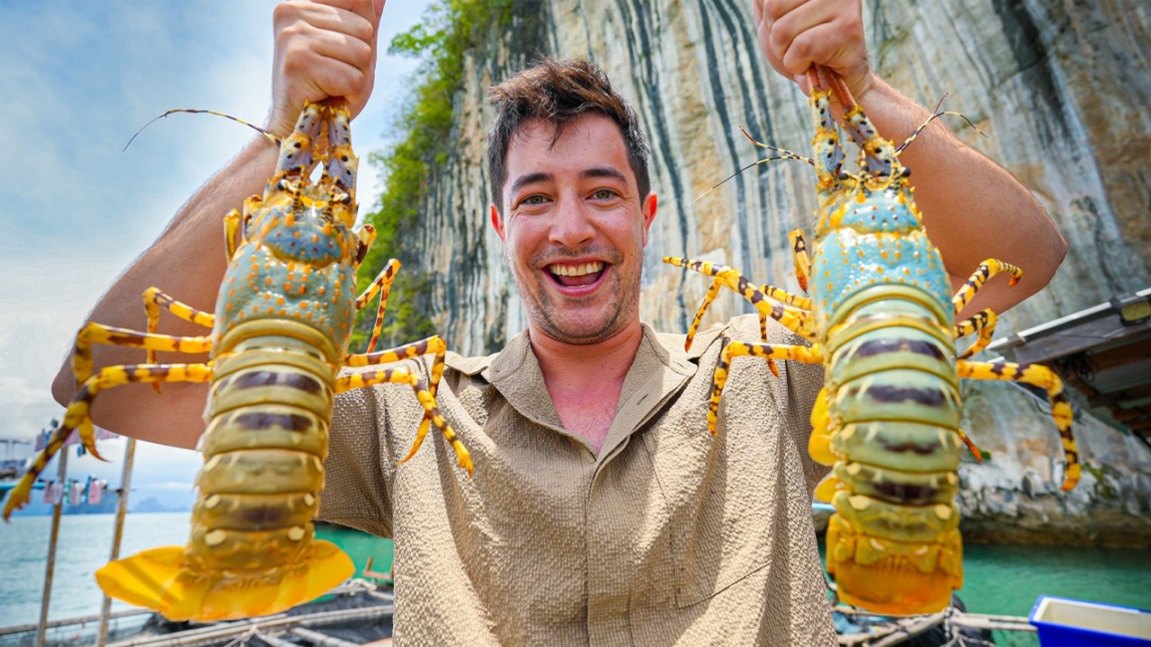 Video thumbnail for Eating Thailand's 7 COLOR LOBSTER Krabi's BEST Floating Seafood Restaurant!