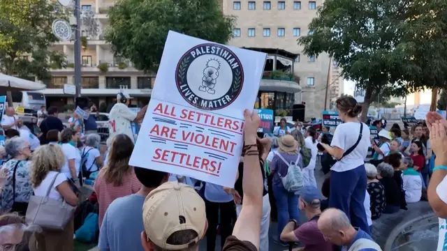 Video thumbnail for Israeli protesters call for an end to settler violence