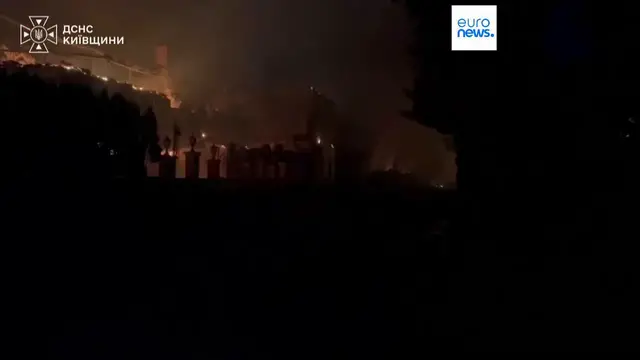 Video thumbnail for At least 37 killed after Russian strike sparks major fire and explosions at a warehouse in Bucha