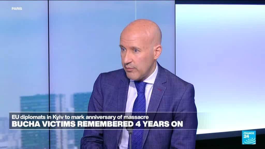 Video thumbnail for EU ministers in Kyiv to look at justice for crimes committed in Bucha