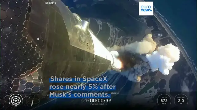Video thumbnail for Elon Musk backs SpaceX-Tesla merger as rocket firm turns profit