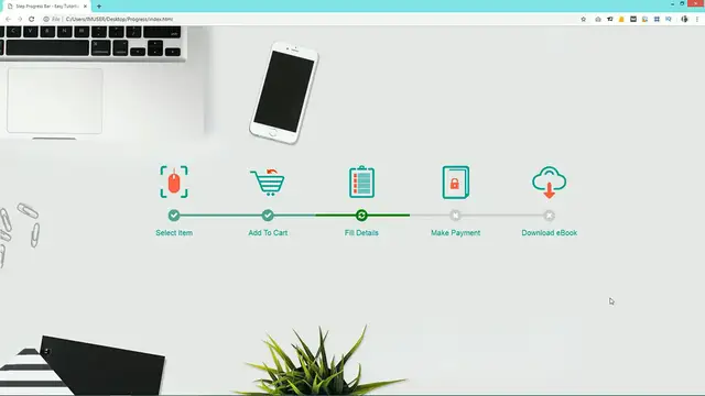 Video thumbnail for Create Step Progress Bar Using HTML And CSS _ HTML And CSS Tutorials For Beginners