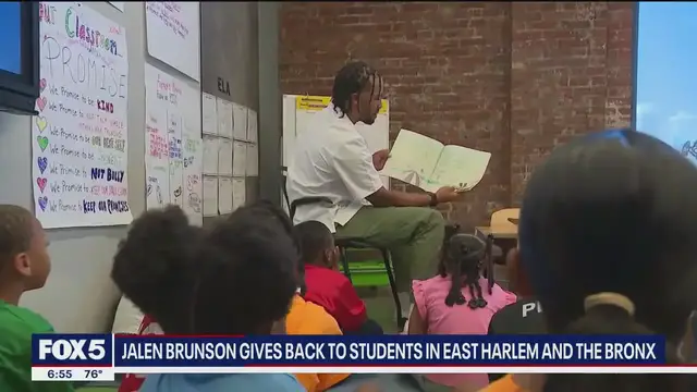 Video thumbnail for Jalen Brunson helps NYC students with charitable organization