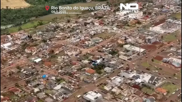 'Video thumbnail for Drone footage shows widespread destruction after deadly tornado hits Brazil'