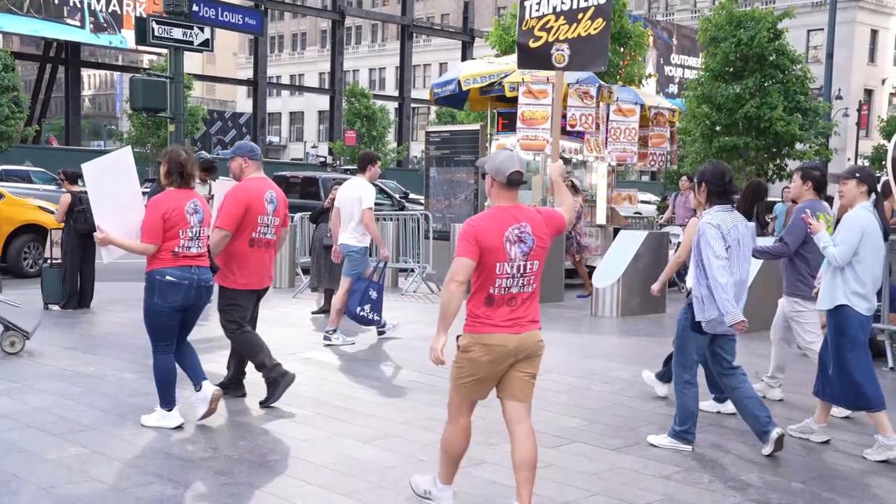 Video thumbnail for Members of five unions striking against MTA rally 6.