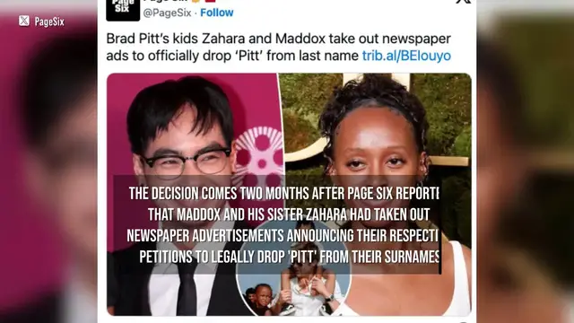 Video thumbnail for NEWS OF THE WEEK: Angelina Jolie and Brad Pitt's son Maddox legally drops Pitt from last name.
