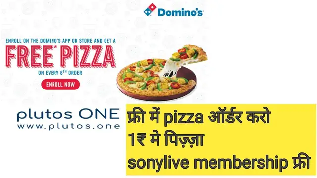 'Video thumbnail for dominos free pizza in 1₹ and voucher sonlyliv membership free plutos unlimited loot trick'