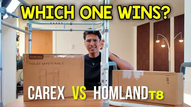Video thumbnail for Carex vs HOMLAND T8 Toilet Safety Rails (Which Is Better?)