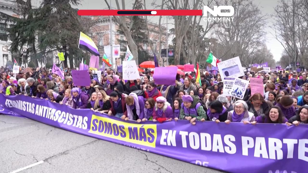 Video thumbnail for Demonstrations mark International Women’s Day in Paris and Madrid
