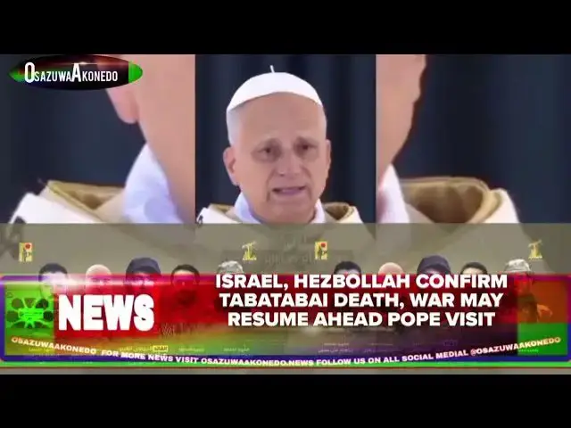 Video thumbnail for Israel, Hezbollah Confirm Tabatabai Death, War May Resume Ahead Pope Visit