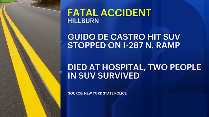 Video thumbnail for New Jersey driver killed in two-vehicle crash on ramp to Thruway in Rockland County