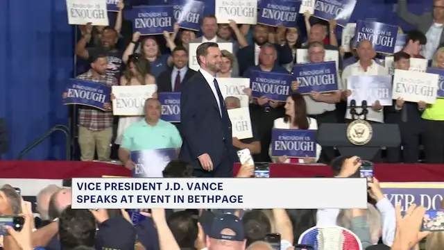 Video thumbnail for Vice President Vance attacks Rep. Suozzi during Nassau County visit, backs GOP challenger LiPetri