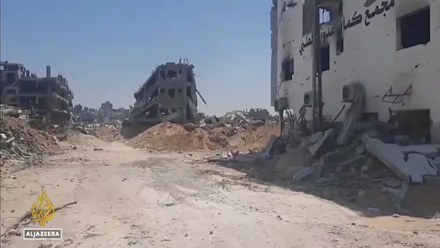 'Video thumbnail for Israeli strikes flatten northern Gaza neighbourhoods, leaving hospitals and homes in ruins'