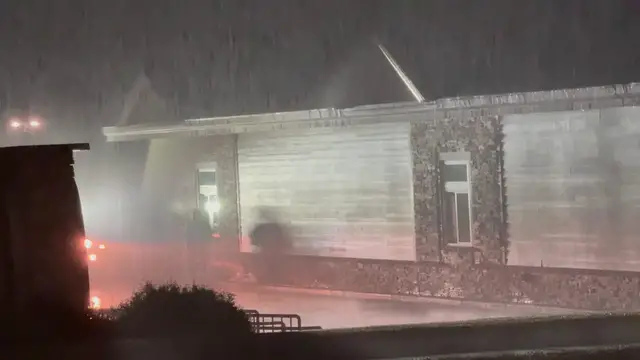 Video thumbnail for US: Heavy Downpour During Nighttime in North Chili, NY.