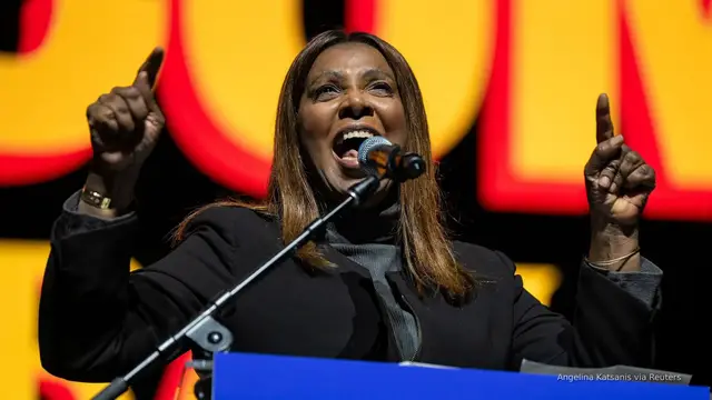 'Video thumbnail for In appearance with Mamdani, Letitia James says she ‘will not capitulate’ despite indictment'