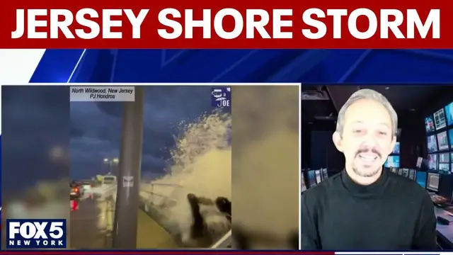 Video thumbnail for Huge waves pound Jersey Shore ahead of powerful nor'easter