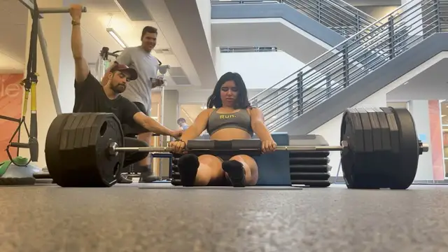 'Video thumbnail for Heaviest weighted hip thrust (female) - 274.42 kg (605 lbs) by Kaitlyn Callo'