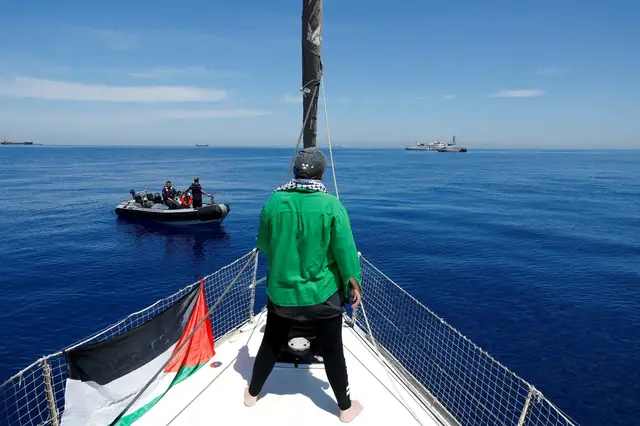 'Video thumbnail for Gaza-bound ‘Conscience’ sets sail as activists brace for Israeli interception'