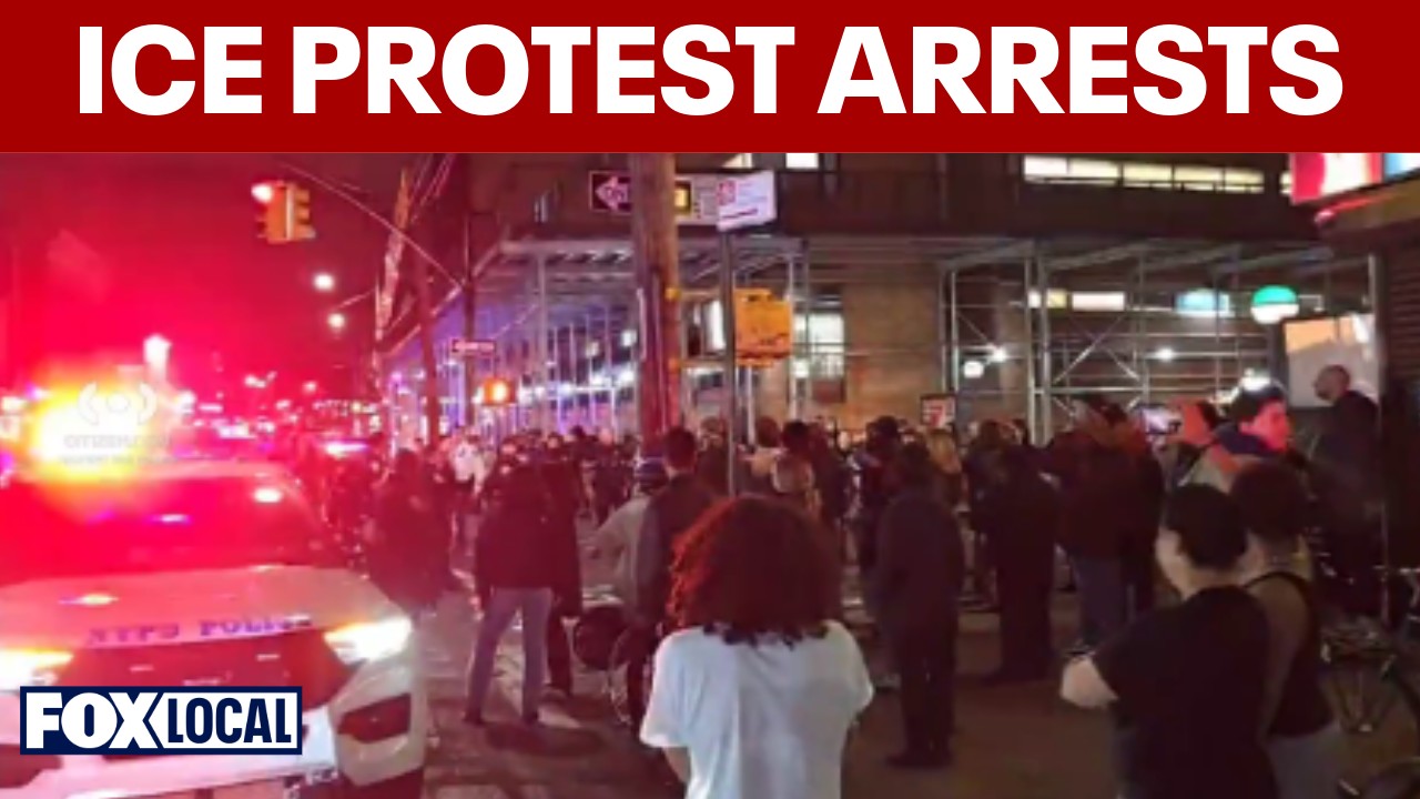 Video thumbnail for 8 arrested during protest of ICE arrest near Wyckoff Heights Medical Center in Brooklyn