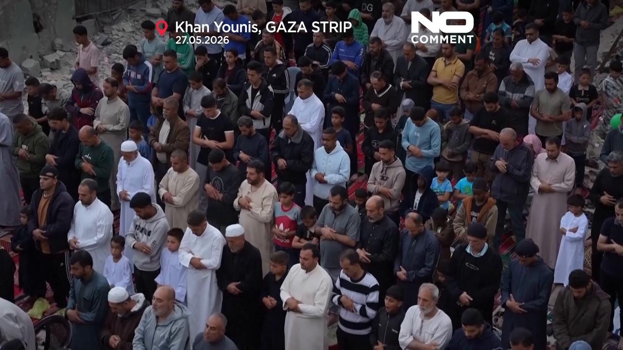Video thumbnail for In war-torn Gaza, Palestinians mark Eid al-Adha among the rubble
