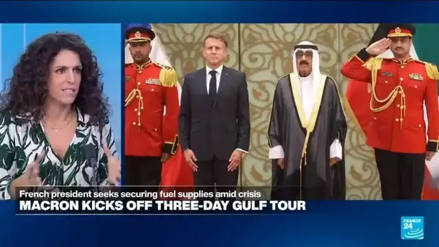 Video thumbnail for Macron kicks off three-day Gulf tour, seeks securing fuel supplies amid crisis
