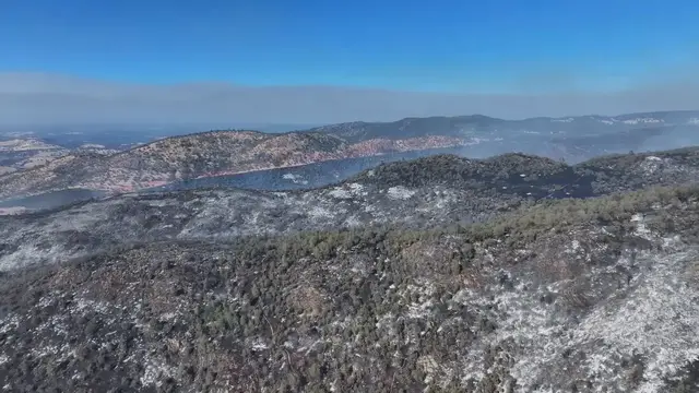 Video thumbnail for US: Drone footage shows wildfire damage from Gann Fire in California.
