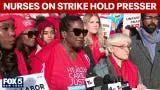 Video thumbnail for NYC striking nurses hold press conference