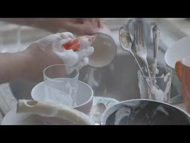 Video thumbnail for dish wash water kitchen cleaning