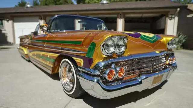 'Video thumbnail for Eye-Catching Chevy Lowrider Classic Vehicle - Displays Over 600 Custom Parts'