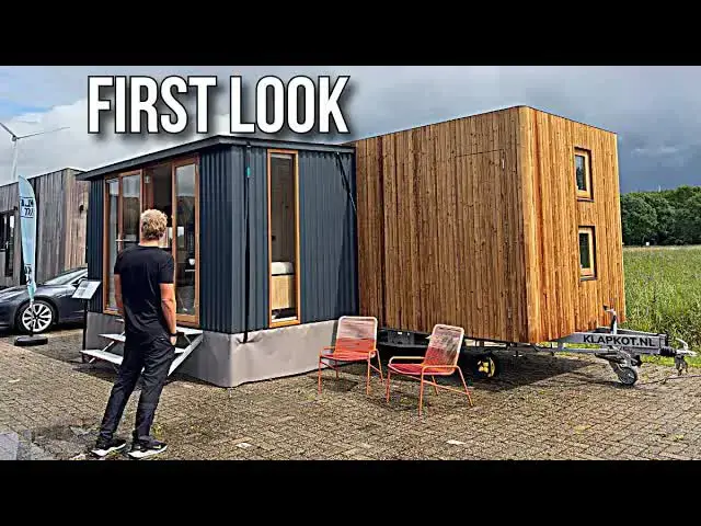 'Video thumbnail for kerry tarnow: inside a folding prefab tiny home in the netherlands! klapkot tour'