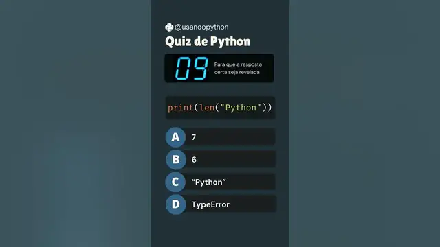 Video thumbnail for Quiz #14 programação Python #shorts  #python