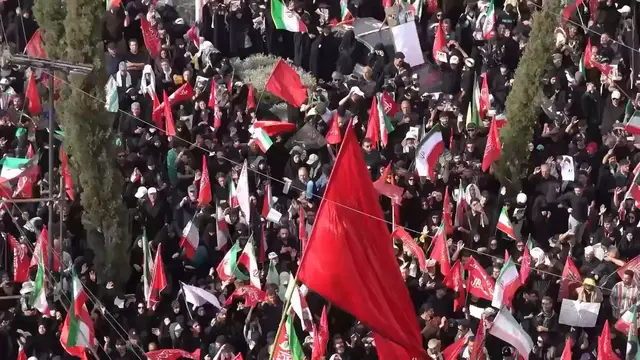 Video thumbnail for Iran: Body of Iran’s former Supreme Leader Khamenei carried in Tehran funeral procession (3).