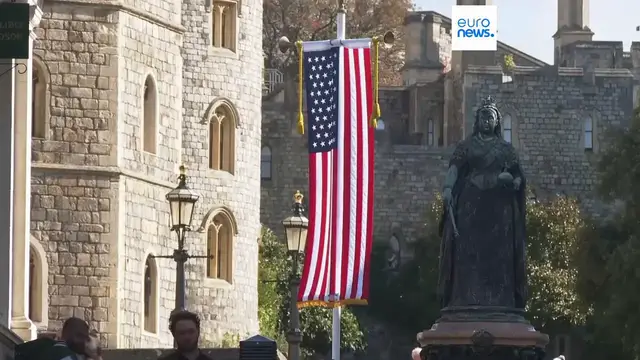 'Video thumbnail for US President Donald Trump arrives in the UK for historic second state visit'