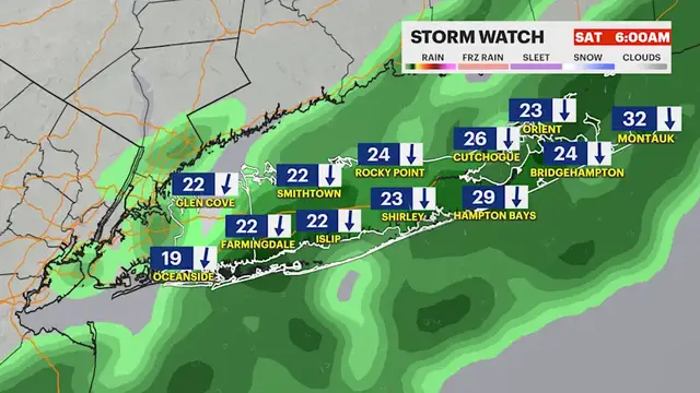 Video thumbnail for STORM WATCH: Windy and wet overnight on Long Island; colder weekend ahead