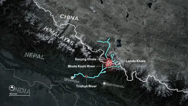 Video thumbnail for Nepal: MOTION GRAPHICS - 384 tourists, travelers reported missing after flash floods near Nepal-China border.