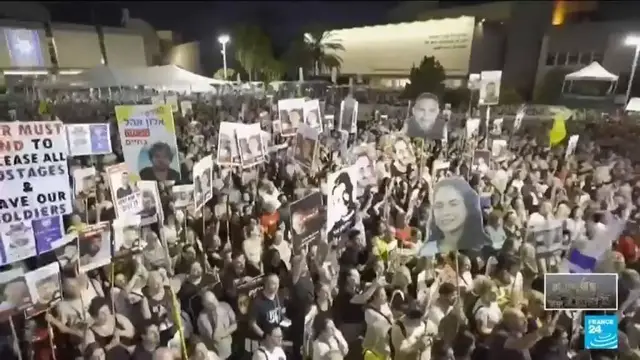 'Video thumbnail for 'We want this war to be over': Israeli hostage families protest in Tel Aviv'