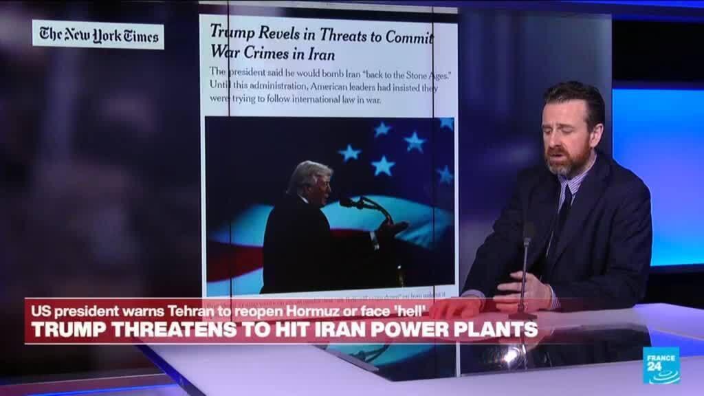 Video thumbnail for US president Donald Trump warns Tehran to reopen Hormuz or face "hell"