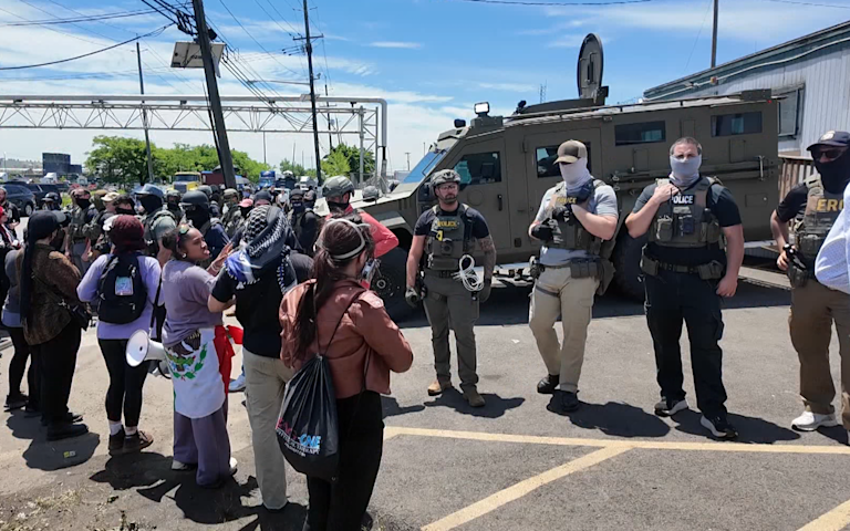 Video thumbnail for Overnight arrests as protests stretch into day six outside Newark detention center