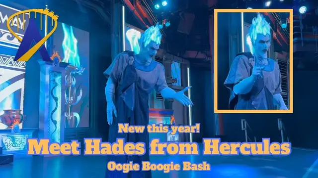 Video thumbnail for Hades from Hercules Talks to Guests at Oogie Boogie Bash 2024 at Disneyland