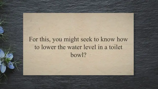 Video thumbnail for Lowering Water Level In Toilet Bowl