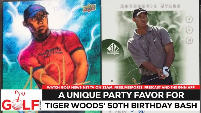 Video thumbnail for Unique Tiger Woods trading cards were 50th birthday party favors